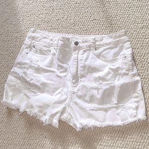 White Ripped High Waisted Cut-Off Mom Shorts